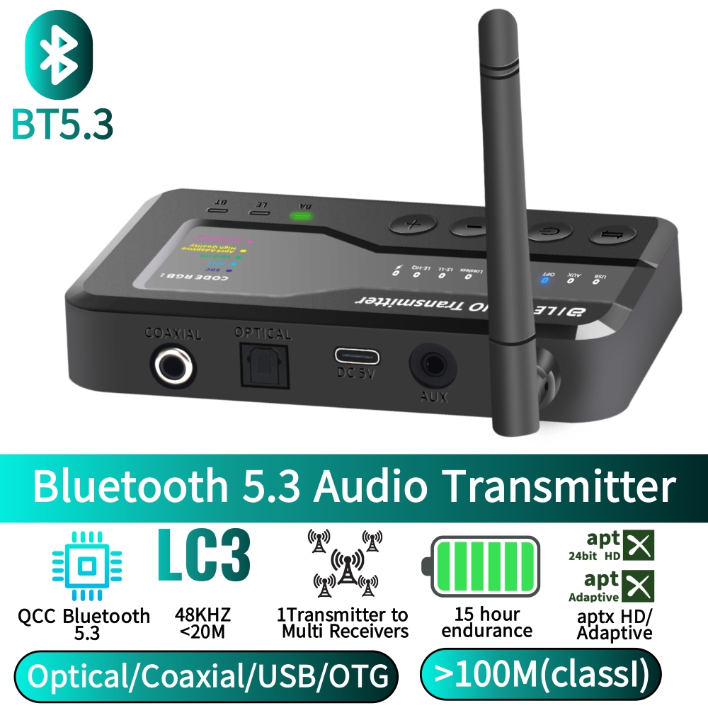 Bluetooth Adapter Receiver - Nadajnik audio Bluetooth 5.3, zasięg 80M,